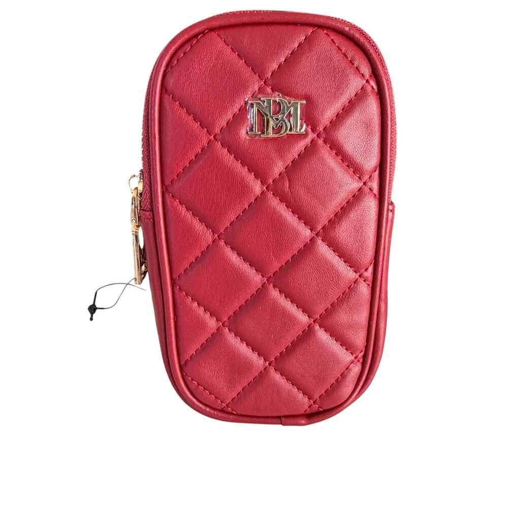 Badgley Mischka‎ Quilted Oval Phone Crossbody Bag Brick Red Gold NWT BM-4159